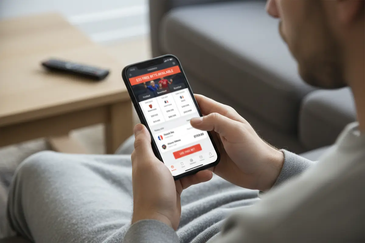 Persoon plaatst weddenschap op smartphone