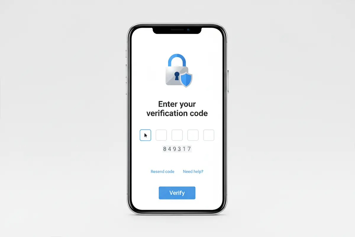Smartphone met twee-factor authenticatie scherm