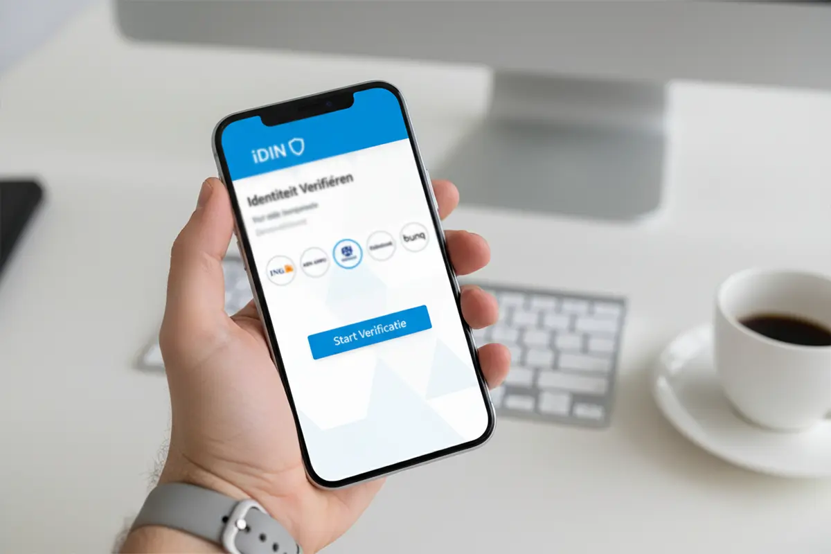 Smartphone met bank app voor iDIN verificatie
