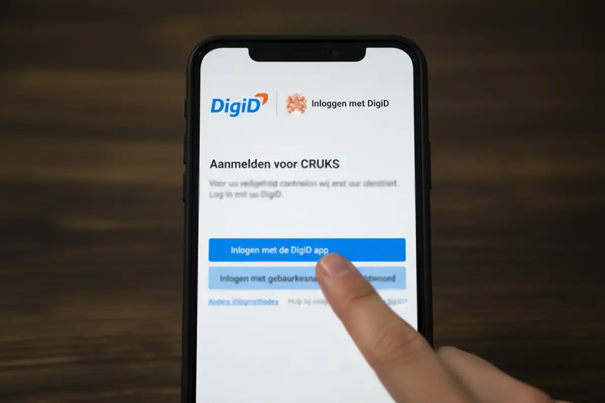 DigiD login scherm voor CRUKS registratie