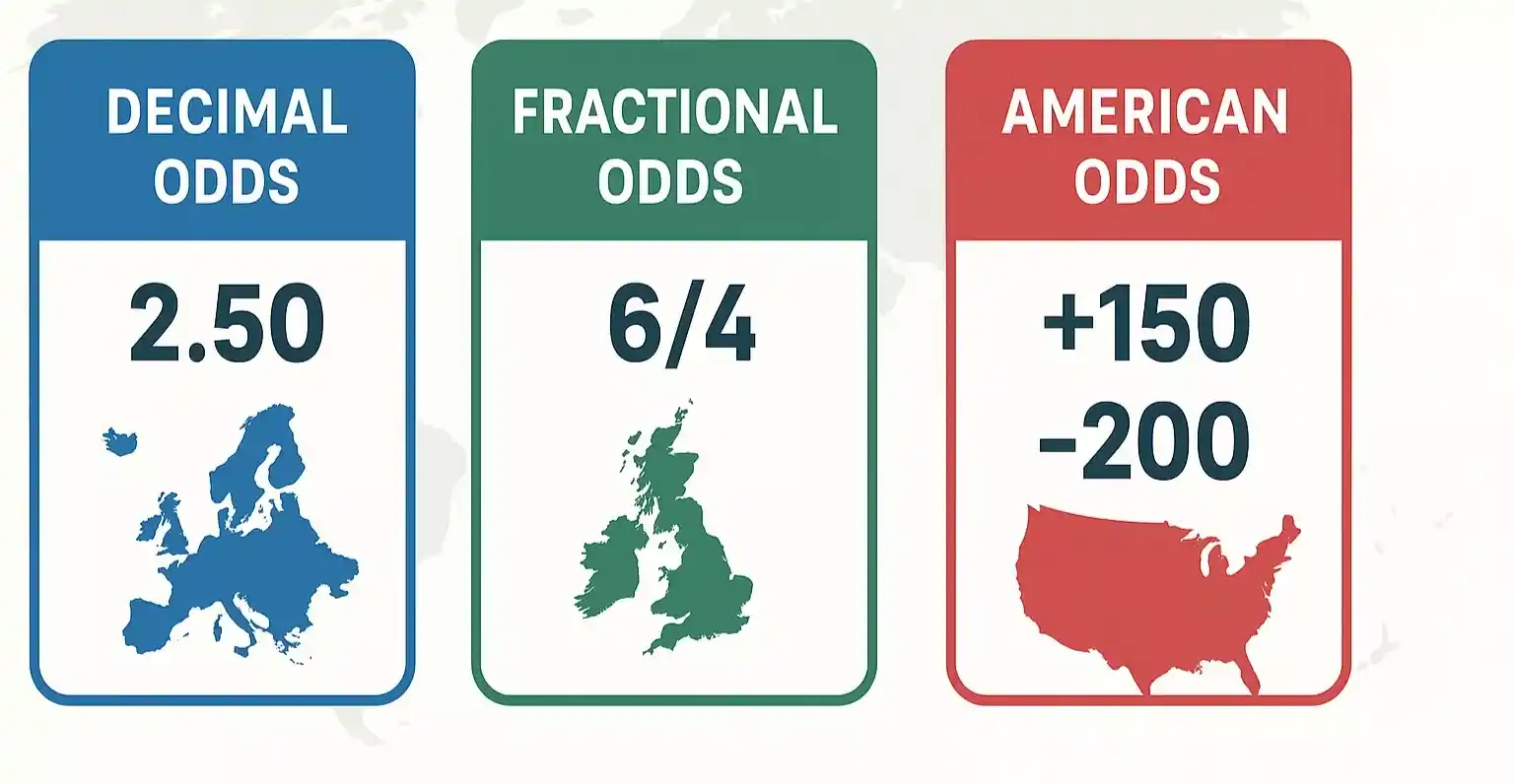 Vergelijking van decimale, fractionele en Amerikaanse odds notaties