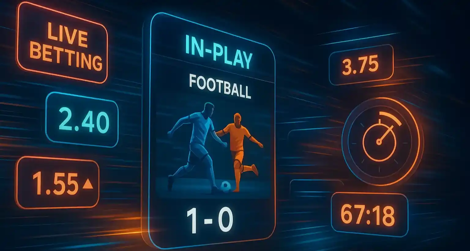 Dynamische live wedden interface met in-play odds tijdens een sportwedstrijd