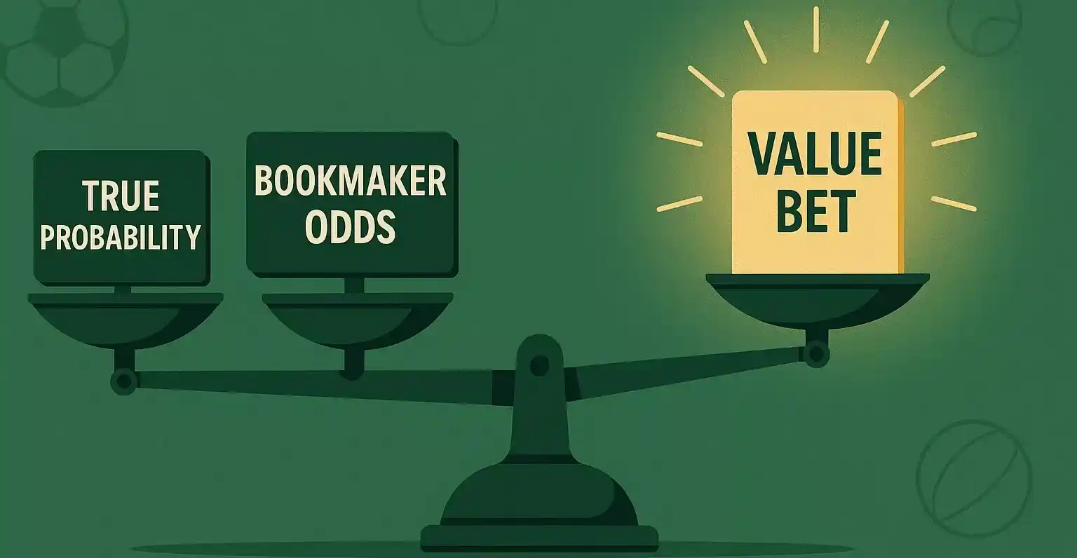 Conceptuele illustratie van value betting strategie bij sportweddenschappen